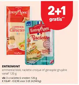 Spar ENTREMONT raclette 6 sneden 120 g aanbieding