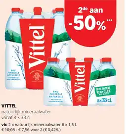 Spar VITTEL natuurlijk mineraalwater 6 x 1,5 L aanbieding