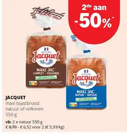 Spar JACQUET natuur 550 g aanbieding