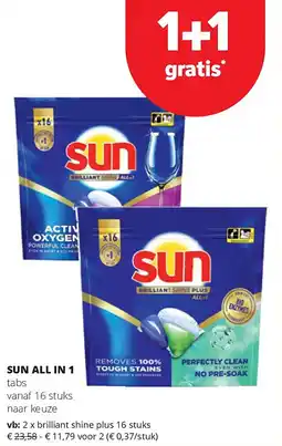 Spar SUN ALL IN 1 brilliant shine plus 16 stuks aanbieding