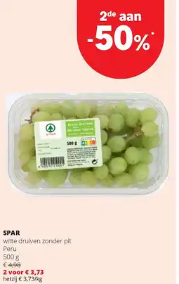Spar SPAR witte druiven zonder pit Peru 500 g aanbieding