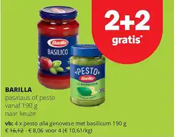 Spar BARILLA pesto alla genovese met basilicum 190 g aanbieding