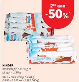 Spar KINDER melkschijfje 5 x 28 g aanbieding