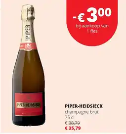 Spar PIPER-HEIDSIECK champagne brut 75 cl aanbieding