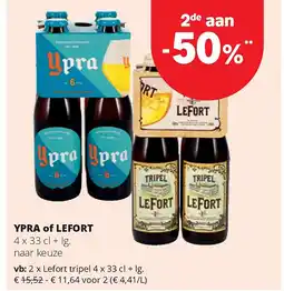 Spar YPRA of LEFORT Lefort tripel 4 x 33 cl + lg aanbieding