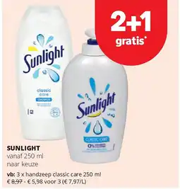 Spar SUNLIGHT handzeep classic care 250 ml aanbieding
