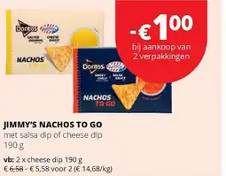 Spar JIMMY’S NACHOS TO GO cheese dip 190 g aanbieding