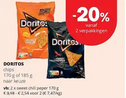 Spar DORITOS sweet chili peper 170 g aanbieding