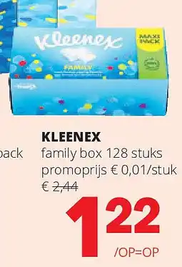 Spar KLEENEX family box 128 stuks aanbieding