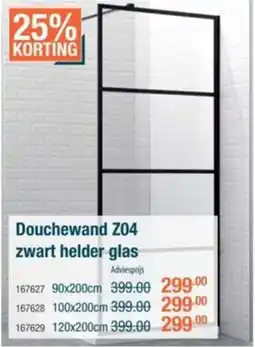 Cevo Douchewand Z04 Zwart Helder Glas aanbieding