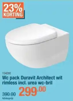 Cevo Wc pack Duravit Architect wit rimless incl. urea wc-bril aanbieding