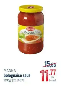 Horeca totaal Manna Bolognaise Saus aanbieding