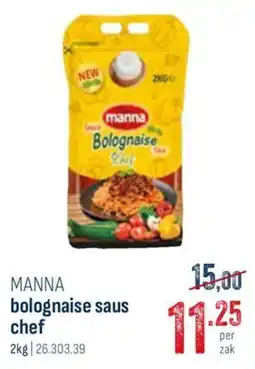 Horeca totaal Manna bolognaise sMANNA bolognaise saus chef 2kg | 26.303.39 chef aanbieding