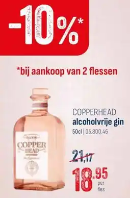 Horeca totaal Copperhead Alcoholvrije Gin aanbieding