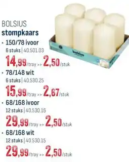 Horeca totaal Bolsius Stompkaars aanbieding