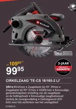 HandyHome Einhell Cirkelzaag TE-CS 18/165-2 LI aanbieding