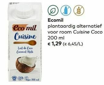 Bio Planet Ecomil plantaardig alternatief voor room cuisine coco aanbieding