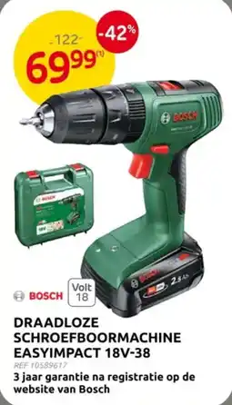 Brico Bosch draadloze schroefboormachine easyimpact 18V-38 aanbieding
