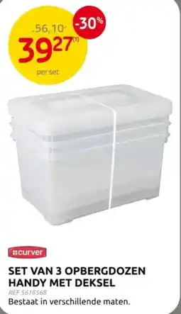 Brico Curver set van 3 opbergdozen handy met deksel aanbieding