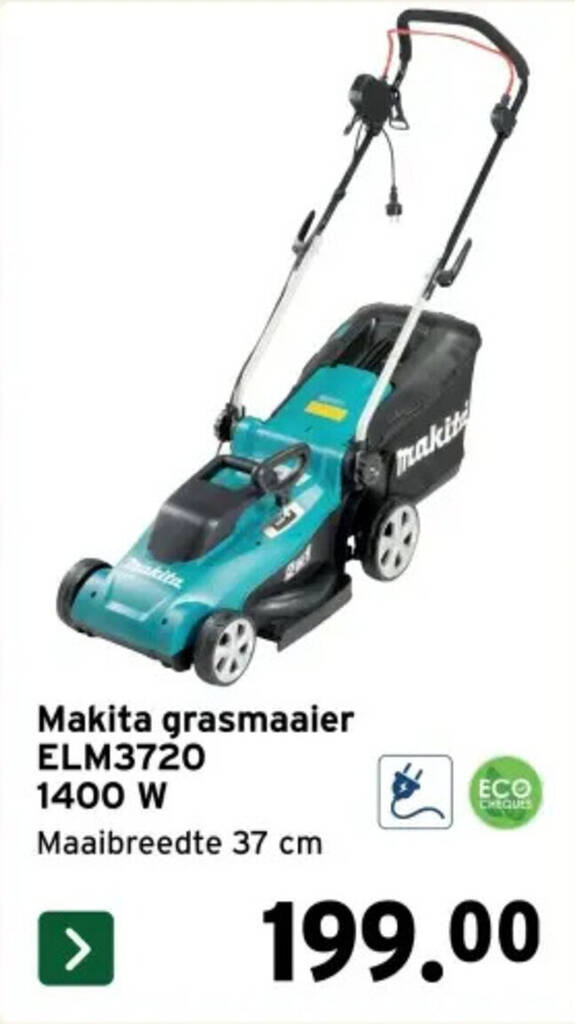 Makita Tuinapparatuur - Elektrische grasmaaier 1200W, 33 cm bereik ELM3320