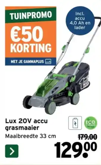 GAMMA Lux 20V accu grasmaaier aanbieding