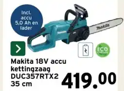 GAMMA Makita 18v accu kettingzaag DUC357RTX2 35 cm aanbieding