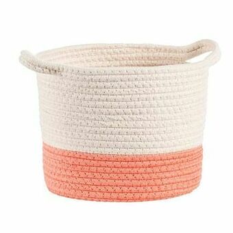 Leen Bakker Mand Okayama - wit/roze katoen - Ø26x21 cm - Leen Bakker aanbieding