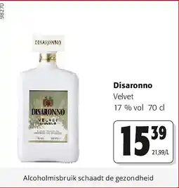 Colruyt Disaronno Velvet 17 % vol 70 cl aanbieding
