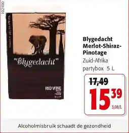 Colruyt Blygedacht Merlot-ShirazPinotage aanbieding