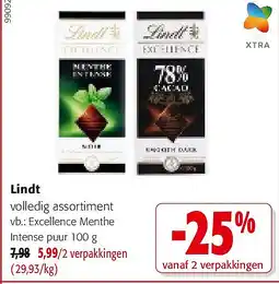 Colruyt Lindt Excellence Menthe Intense puur 100 g aanbieding