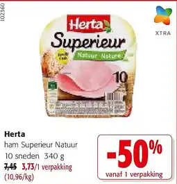 Colruyt Herta ham Superieur Natuur 10 sneden 340 g aanbieding