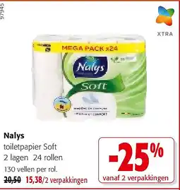 Colruyt Nalys toiletpapier Soft 2 lagen 24 rollen aanbieding