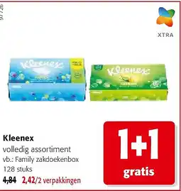 Colruyt Kleenex Family zakdoekenbox 128 stuks aanbieding
