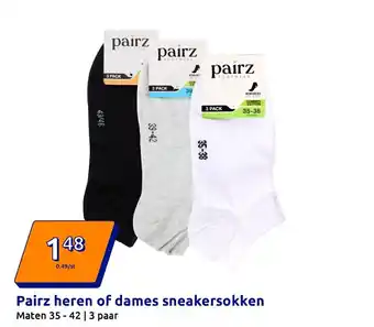 Action Pairz heren of dames sneakersokken aanbieding