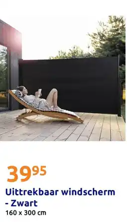 Action Uittrekbaar windscherm - Zwart aanbieding