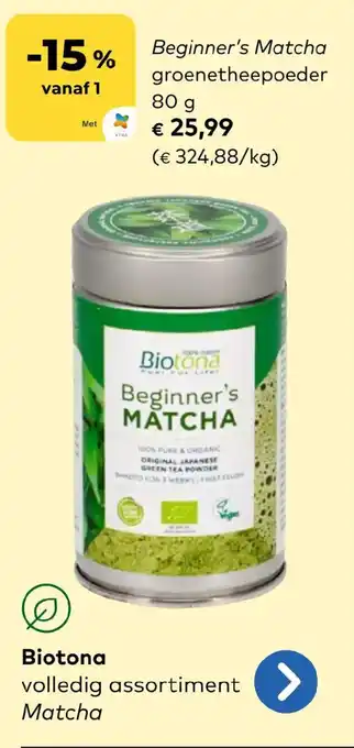 Biotona Beginner's Matcha groenetheepoeder