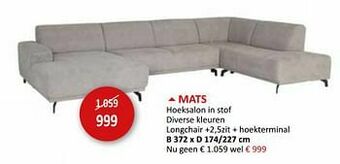 Weba Mats hoeksalon in stof aanbieding