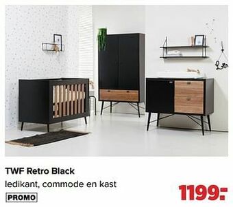 Baby-Dump Twf retro black ledikant, commode en kast aanbieding