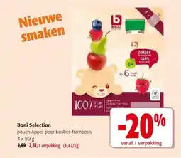 Colruyt Boni selection pouch appel peer bosbes framboos aanbieding