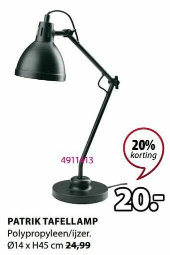 Jysk Patrik tafellamp aanbieding