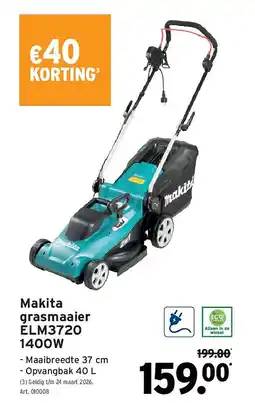 GAMMA Makita grasmaaier ELM3720 1400W aanbieding