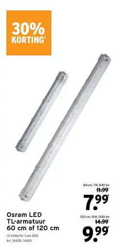 GAMMA Osram LED TL-armatuur 60 cm of 120 cm aanbieding