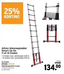 GAMMA Altrex telescoopladder Smart Up Go 11 of 13 treden aanbieding