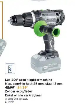 GAMMA Lux 20V accu klopboormachine aanbieding