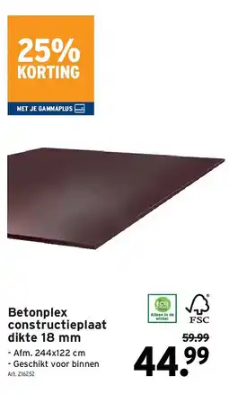 GAMMA Betonplex constructieplaat dikte 18 mm aanbieding