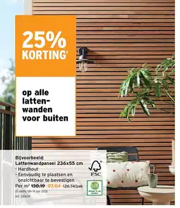 GAMMA Lattenwandpaneel 236x55 cm aanbieding
