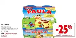 Colruyt Dr. Oetker Paula pudding Vanille-chocoladesmaak 4 x 125 g aanbieding