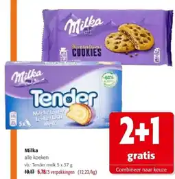 Colruyt Milka Tender melk 5 x 37 g8 aanbieding