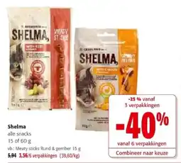 Colruyt Shelma Meaty sticks Rund & gember 15 g aanbieding