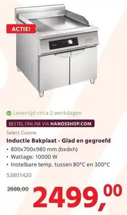 Hanos Inductie Bakplaat Glad en Gegroefd aanbieding